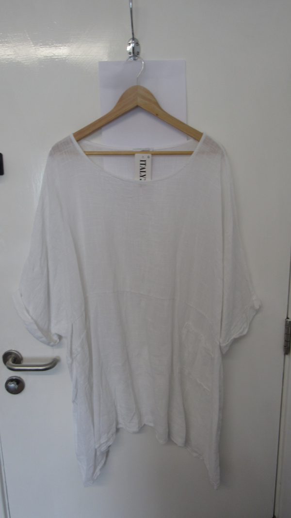 New Ladies Pocket White Plus Size 100% Cotton Top One Size fits sizes 22 24 26 28 - Image 4