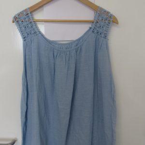 New Ladies Light Blue Lacy Sleeveless Top One Size fits sizes 16 18 20