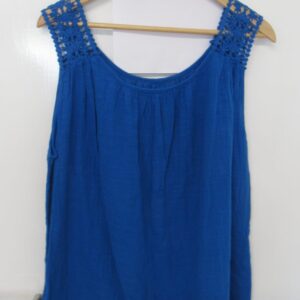 New Ladies Royal Blue Lacy Sleeveless Top One Size fits sizes 16 18 20