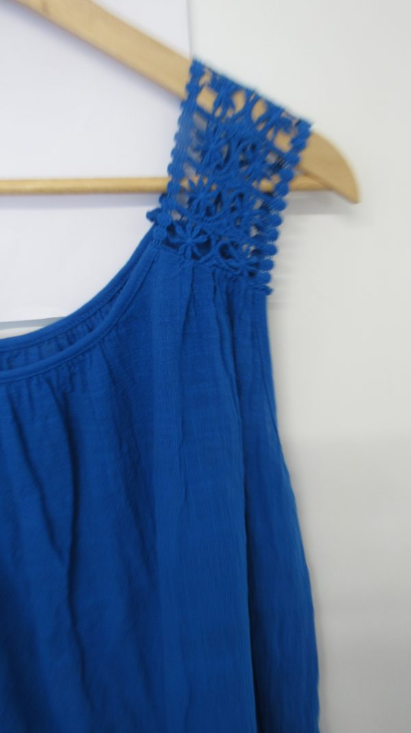 New Ladies Royal Blue Lacy Sleeveless Top One Size fits sizes 16 18 20 - Image 2