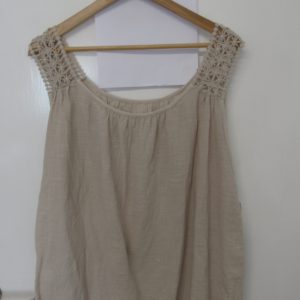 New Ladies Beige Lacy Sleeveless Top One Size fits sizes 16 18 20