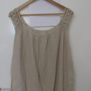 New Ladies Beige Lacy Sleeveless Top One Size fits sizes 16 18 20