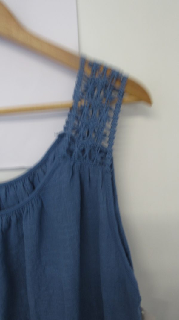 New Ladies Denim Blue Lacy Sleeveless Top One Size fits sizes 16 18 20 - Image 3