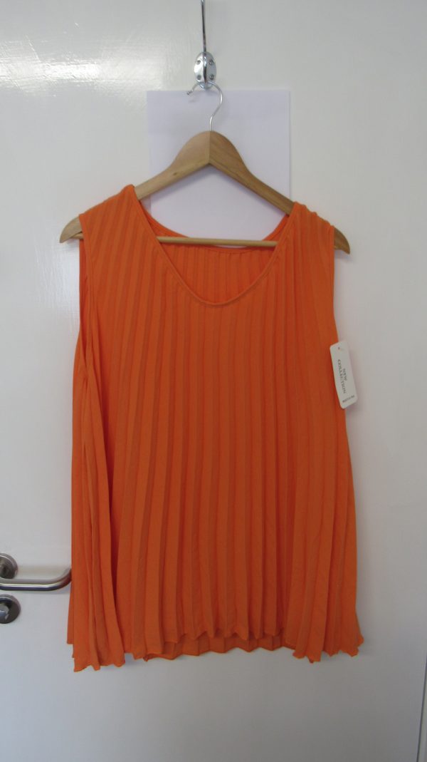 New Ladies Orange Pleated Sleeveless Top One Size fits sizes 18 20 22