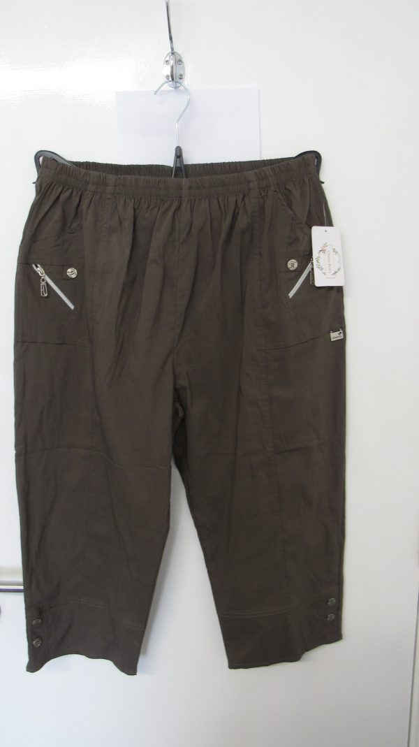 Cherry Berry Mocha 3/4 length stretchy trousers Size T9 UK 24 - Image 2