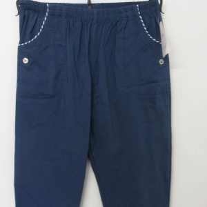 Cherry Berry Indigo Blue Stripe 3/4 Length Trousers Size T7 UK 20
