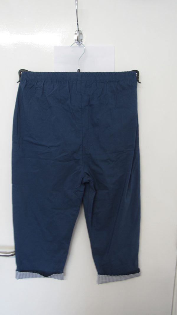 Cherry Berry Indigo Blue Stripe 3/4 Length Trousers Size T7 UK 20 - Image 5