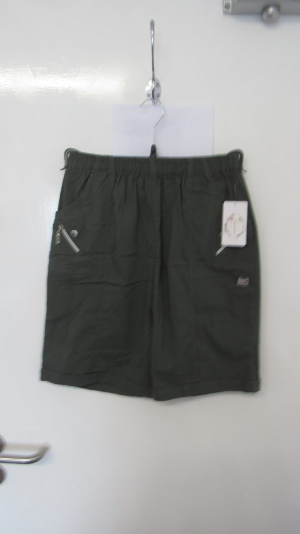 Cherry Berry Khaki Green Stretchy Shorts Size T4 UK 14