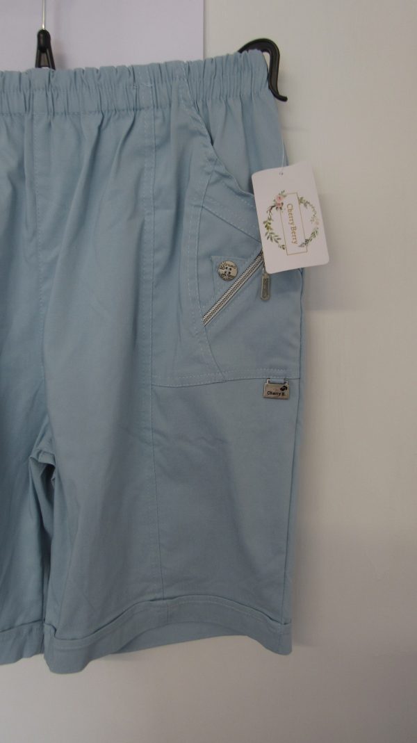 Cherry Berry Light Blue Stretchy Shorts Size T5 UK 16 - Image 3