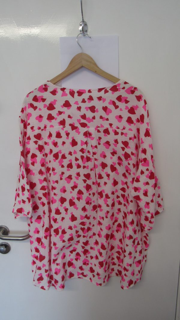 New Ladies Pink Red Heart Tunic Top One Size fits sizes 18 20 22 - Image 6