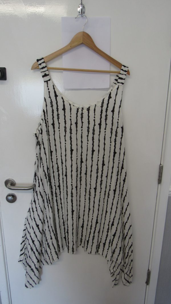 New Ladies White with black stripe Handkerchief Sun Dress One Size fits sizes 16 18 20 NON RETURNABLE - Image 2