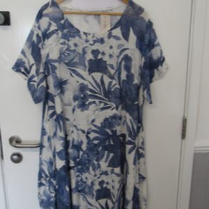 New Denim Blue Floral Pocket Dress One Size fits sizes 18 20 22