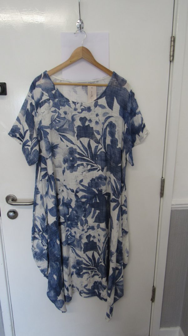 New Denim Blue Floral Pocket Dress One Size fits sizes 18 20 22 - Image 2
