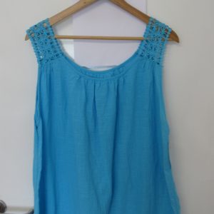 New Ladies Turquoise Lacy Sleeveless Top One Size fits sizes 16 18 20