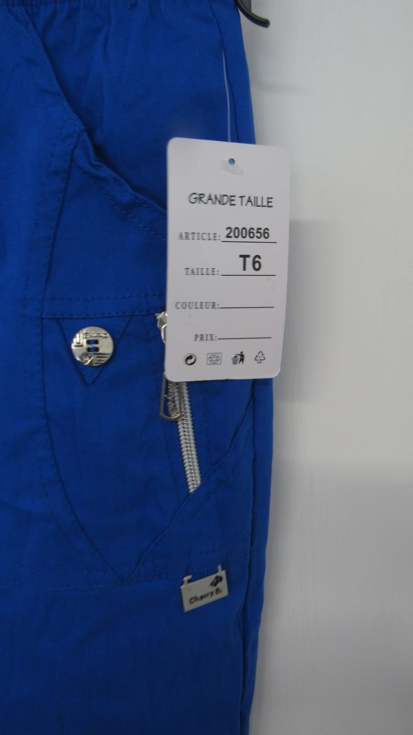 Cherry Berry Royal Blue 3/4 length stretchy trousers Size T6 UK 18 - Image 4
