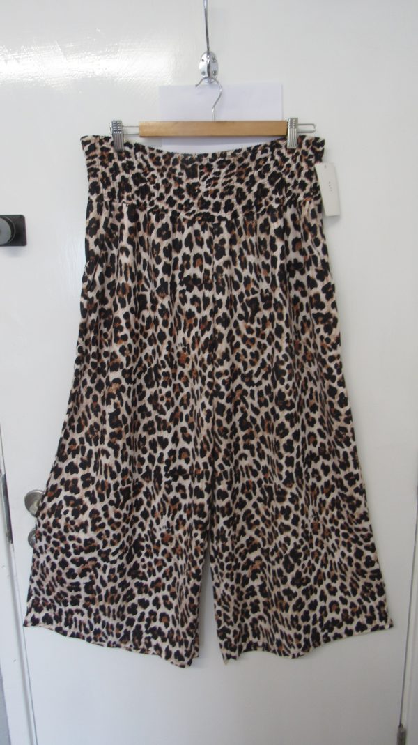New Ladies Animal Print Elasticated Waist Wide Leg Trousers One Size fits sizes 18 20 22