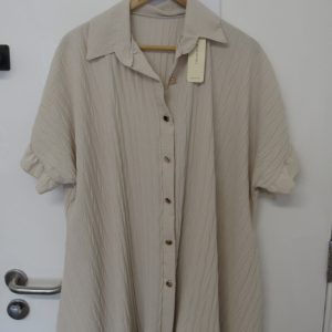 New Ladies Beige Plus Size Button Down Shirt One Size fits 18 20 22 24 NON RETURNABLE