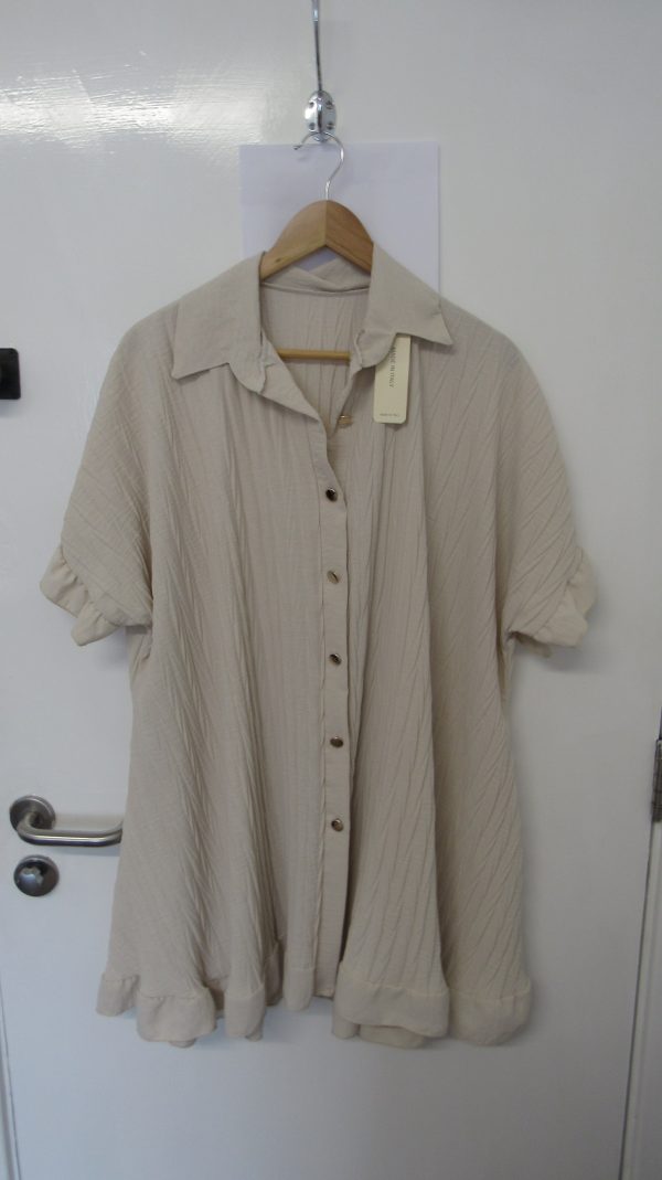 New Ladies Beige Plus Size Button Down Shirt One Size fits 18 20 22 24