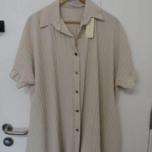 New Ladies Beige Plus Size Button Down Shirt One Size fits 18 20 22 24 NON RETURNABLE