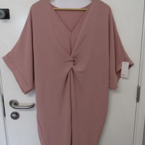 New Ladies Rose Pink V Neck Knot Dress One Size fits sizes 18 20 22 NON RETURNABLE