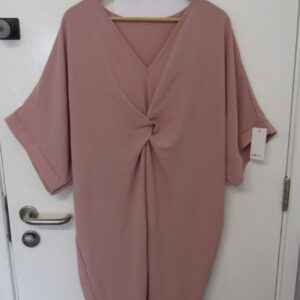 New Ladies Rose Pink V Neck Knot Dress One Size fits sizes 18 20 22 NON RETURNABLE