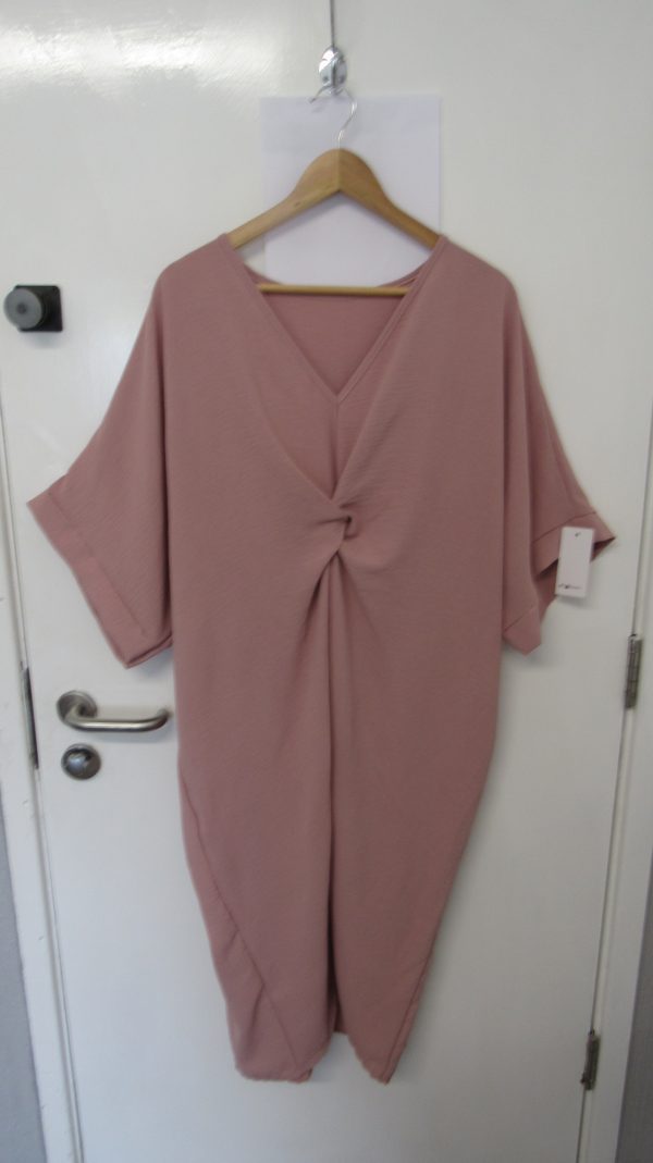 New Ladies Rose Pink V Neck Knot Dress One Size fits sizes 18 20 22 - Image 2