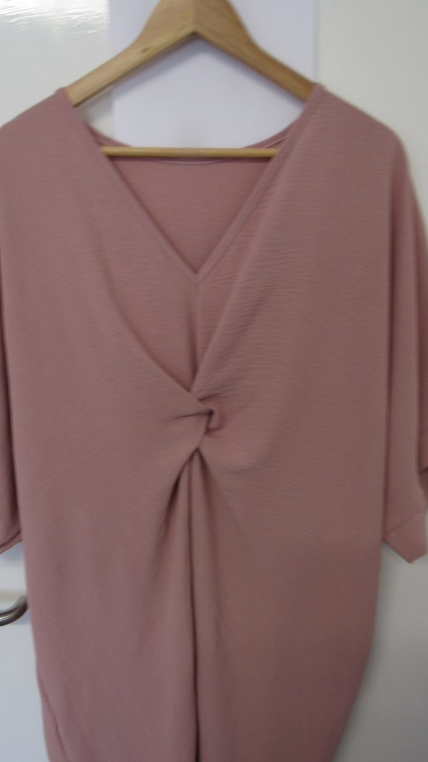 New Ladies Rose Pink V Neck Knot Dress One Size fits sizes 18 20 22 - Image 3