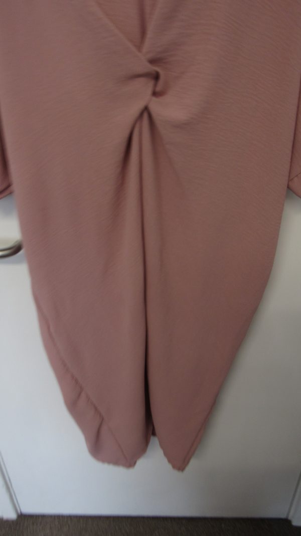 New Ladies Rose Pink V Neck Knot Dress One Size fits sizes 18 20 22 - Image 4