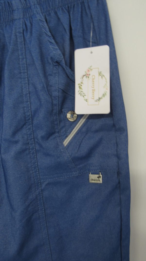 Cherry Berry Denim Blue Stretchy Shorts Size T5 UK 16 - Image 3