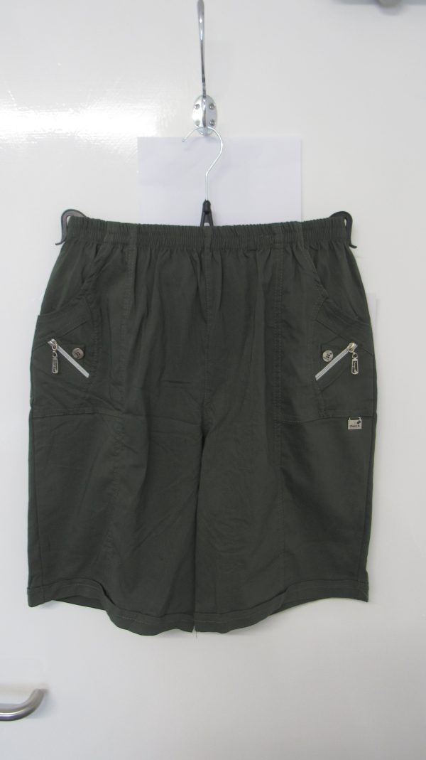 Cherry Berry Khaki Green Stretchy Shorts Size T5 UK 16