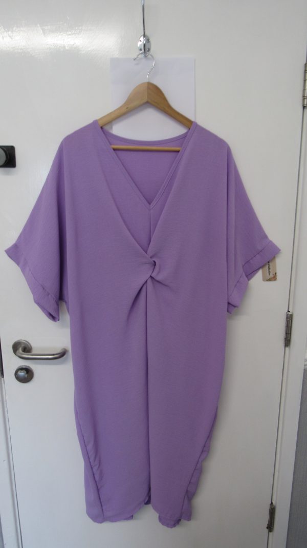New Ladies Purple V Neck Knot Dress One Size fits sizes 18 20 22