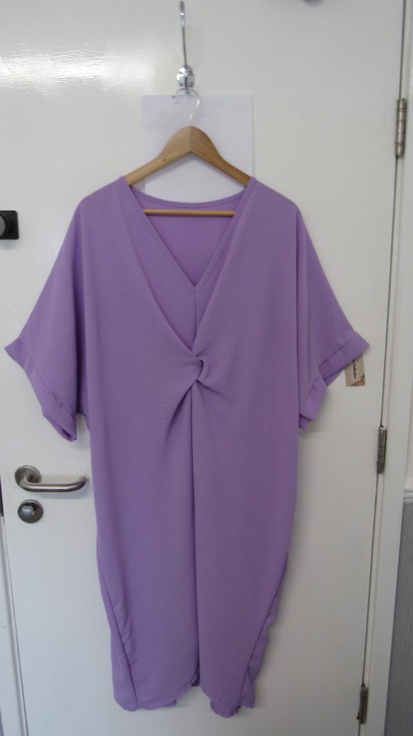 New Ladies Purple V Neck Knot Dress One Size fits sizes 18 20 22 - Image 2