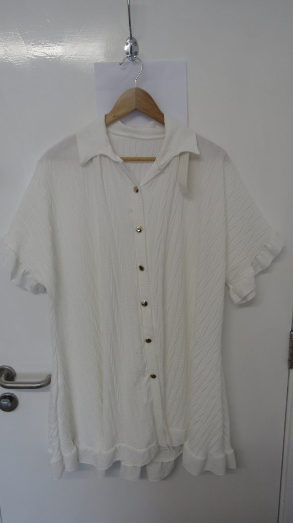 New Ladies White Plus Size Button Down Shirt One Size fits 18 20 22 24 - Image 2