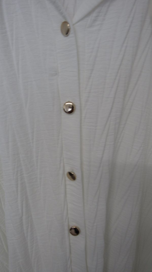 New Ladies White Plus Size Button Down Shirt One Size fits 18 20 22 24 - Image 3