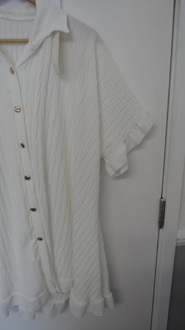 New Ladies White Plus Size Button Down Shirt One Size fits 18 20 22 24 - Image 5