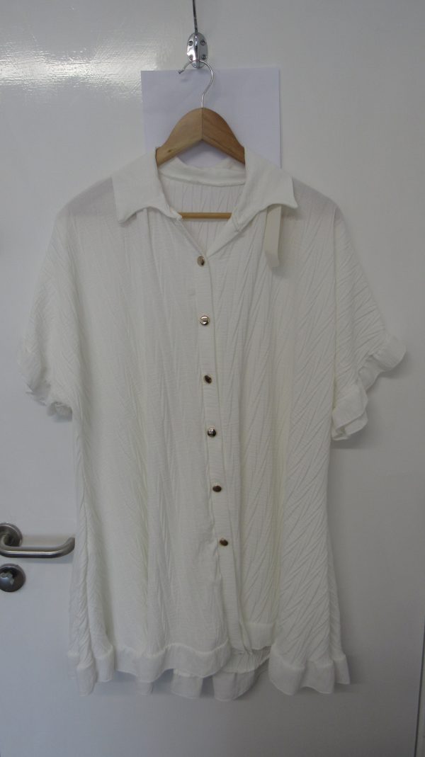 New Ladies White Plus Size Button Down Shirt One Size fits 18 20 22 24 - Image 6