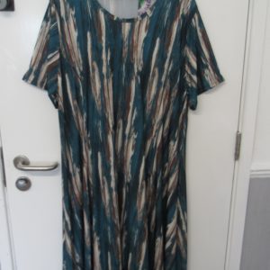 New Ladies Teal Stripe Print Stretchy Dress One Size fits sizes 18 20 22 24