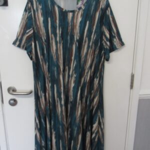 New Ladies Teal Stripe Print Stretchy Dress One Size fits sizes 18 20 22 24