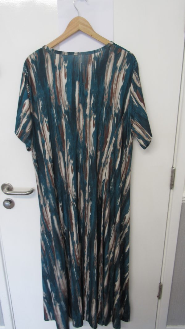 New Ladies Teal Stripe Print Stretchy Dress One Size fits sizes 18 20 22 24 - Image 5