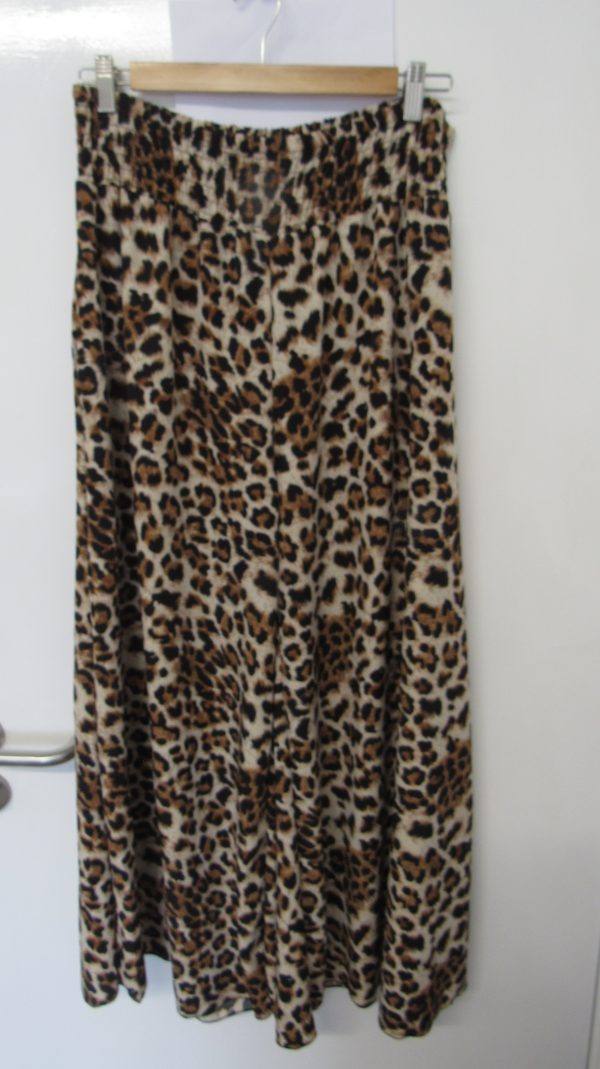 New Ladies Brown Animal Print Elasticated Waist Wide Leg Trousers One Size fits sizes 18 20 22 - Image 2
