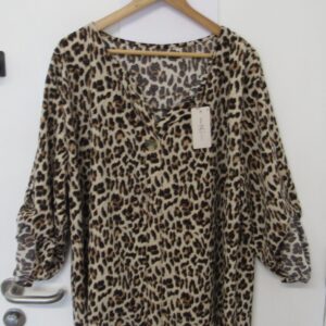 New Ladies Brown Animal Print Tunic Top One Size fits sizes 18 20 22