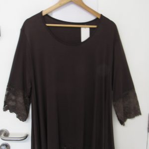 New Ladies Brown Lacy Trim Top One Size fits sizes 18 20 22