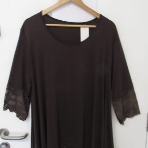 New Ladies Brown Lacy Trim Top One Size fits sizes 18 20 22 NON RETURNABLE
