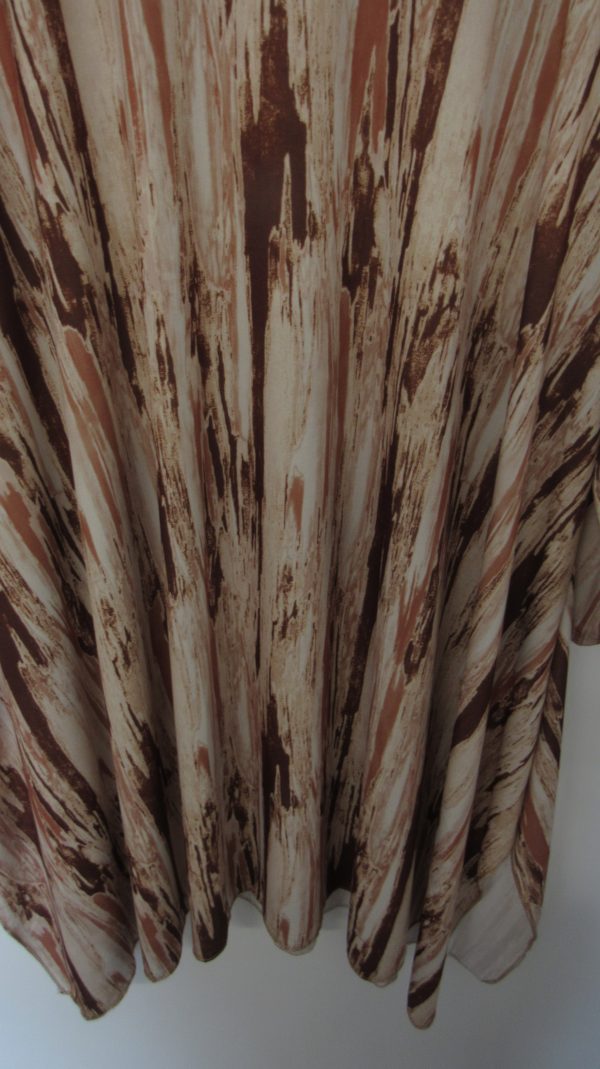 New Ladies Beige Stripe Print Stretchy Tunic Top One Size fits sizes 18 20 22 24 - Image 4