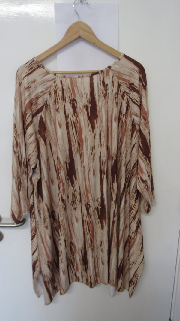New Ladies Beige Stripe Print Stretchy Tunic Top One Size fits sizes 18 20 22 24 - Image 5