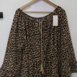 New Ladies Animal Print Frill Top One Size fits sizes 18 20 22