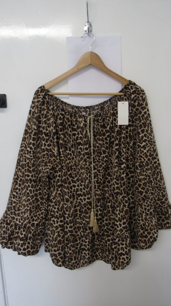 New Ladies Animal Print Frill Top One Size fits sizes 18 20 22