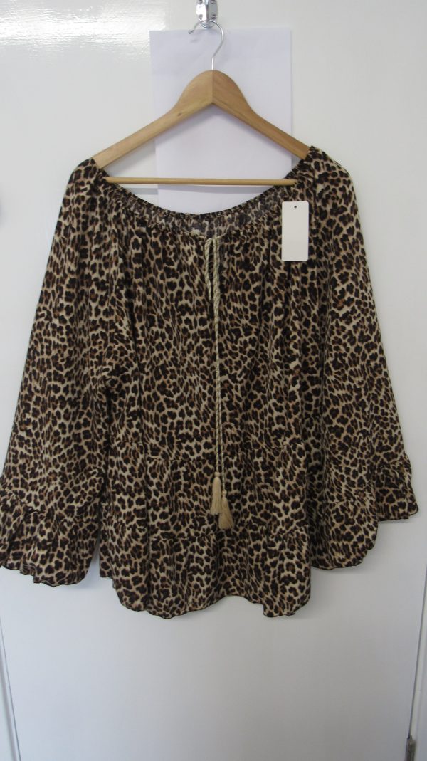 New Ladies Animal Print Frill Top One Size fits sizes 18 20 22 - Image 2