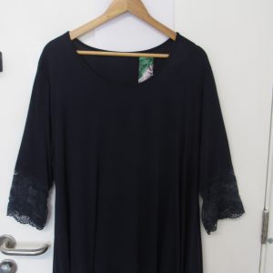 New Ladies Navy Blue Lacy Trim Top One Size fits sizes 18 20 22 NON RETURNABLE