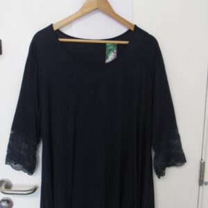 New Ladies Navy Blue Lacy Trim Top One Size fits sizes 18 20 22 NON RETURNABLE